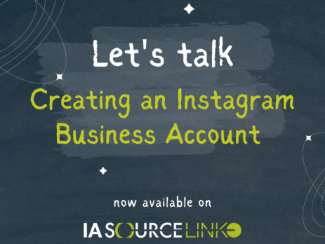 let's talk creating an instagram business account on grey background
