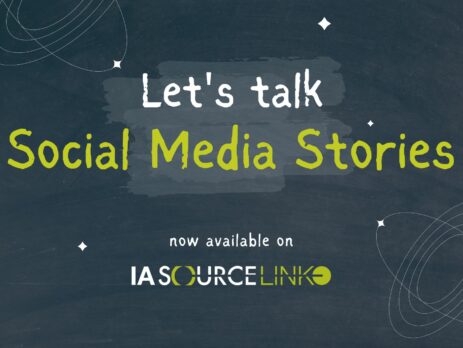 let's talk social media stories on a grey background