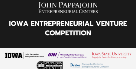 iowa entrepreneurial venture competition on black background