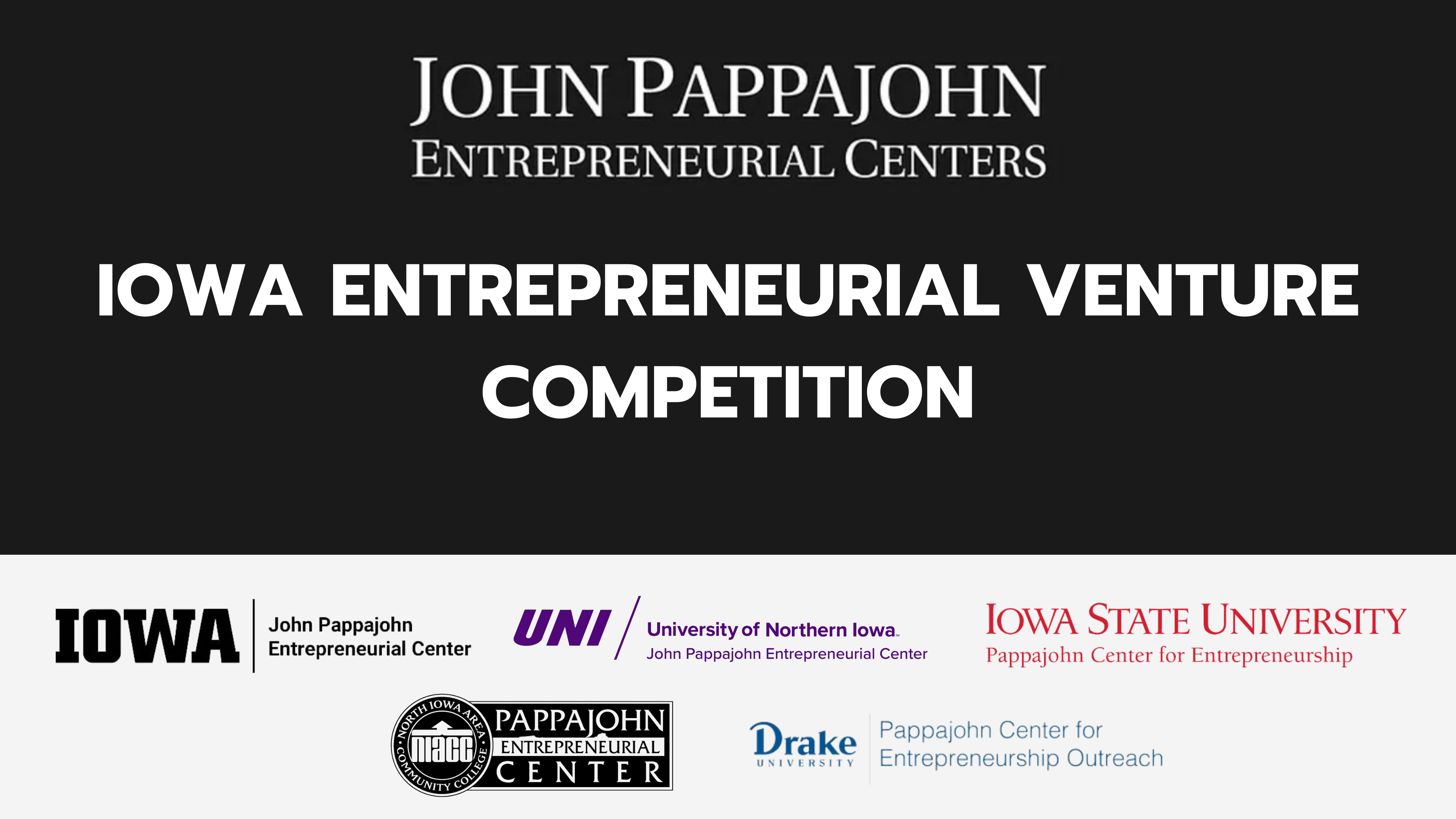 iowa entrepreneurial venture competition on black background
