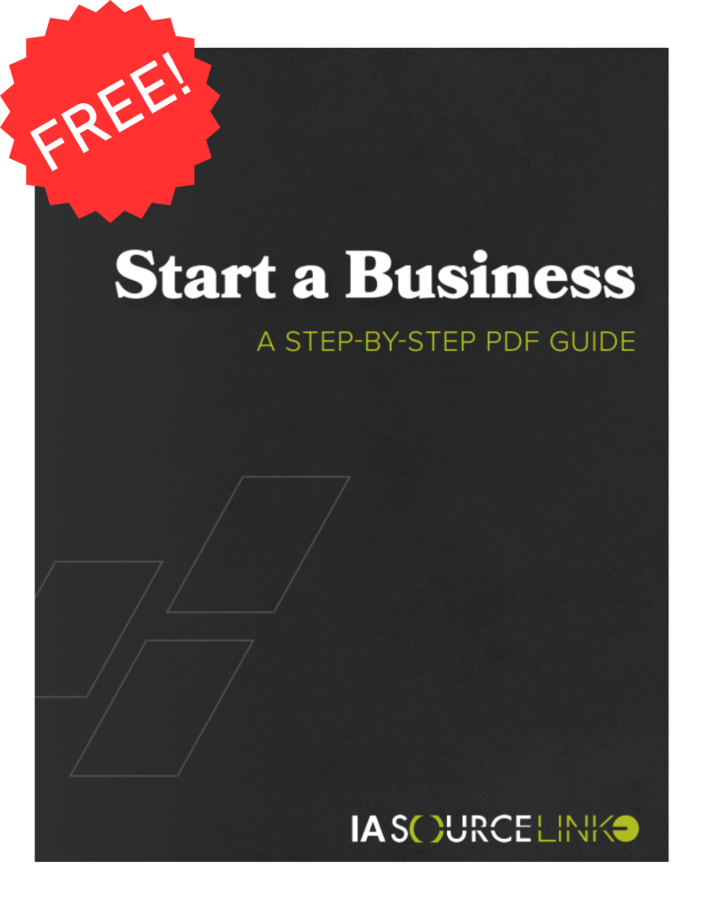Startup guide cover page with a red graphic that says free in the top left corner