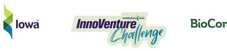 a white sign with blue and purple text featuring Innoventure Iowa, Innoventure Challenge and Biconnect Iowa
